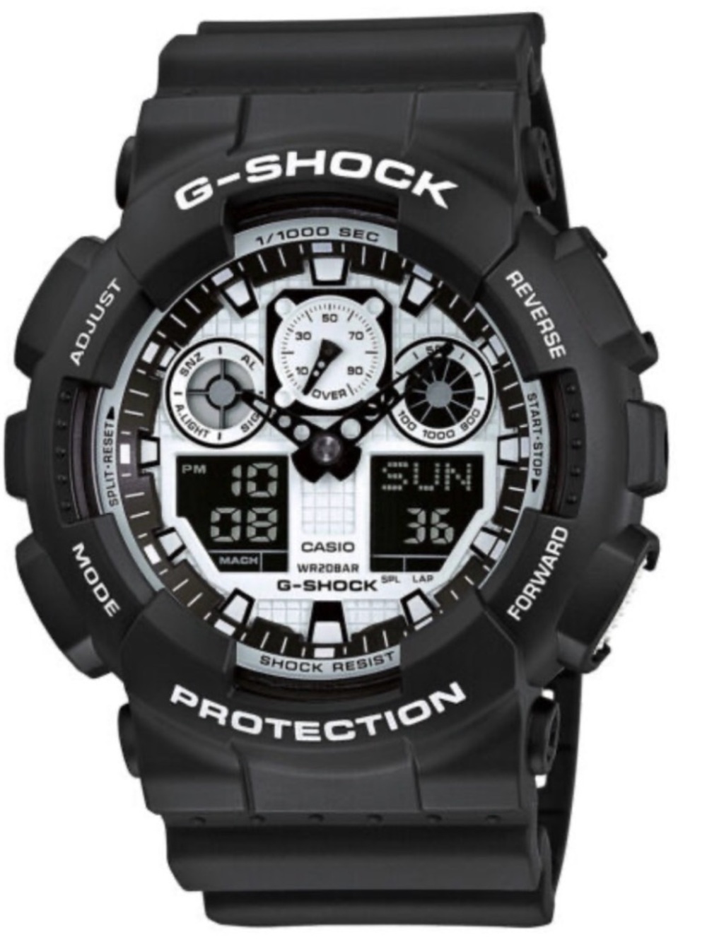 Casio G-Shock Black Digital-Analog Sports Watch with white dial unisex